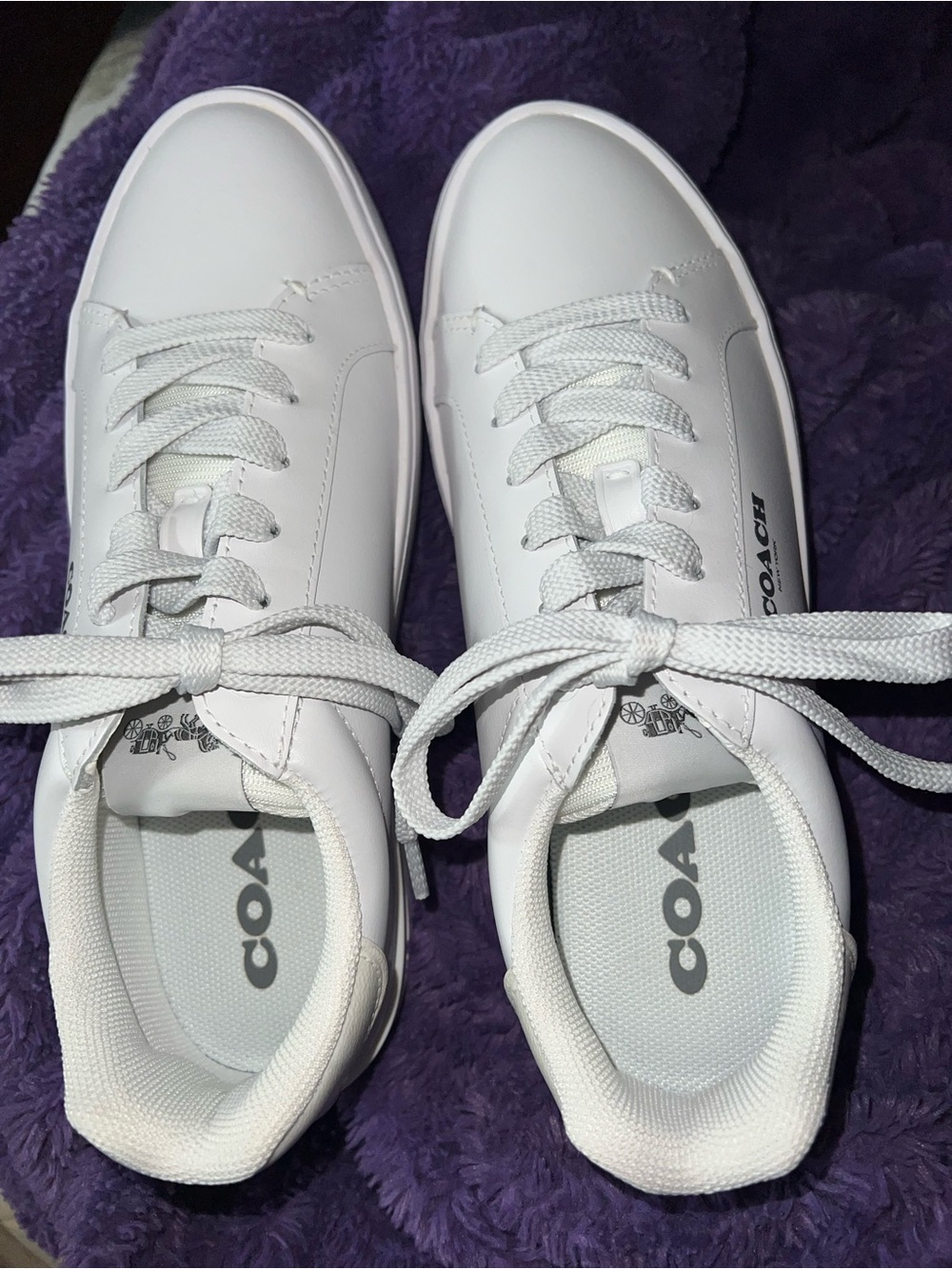 COACH White Leather Lace-Up Sneakers